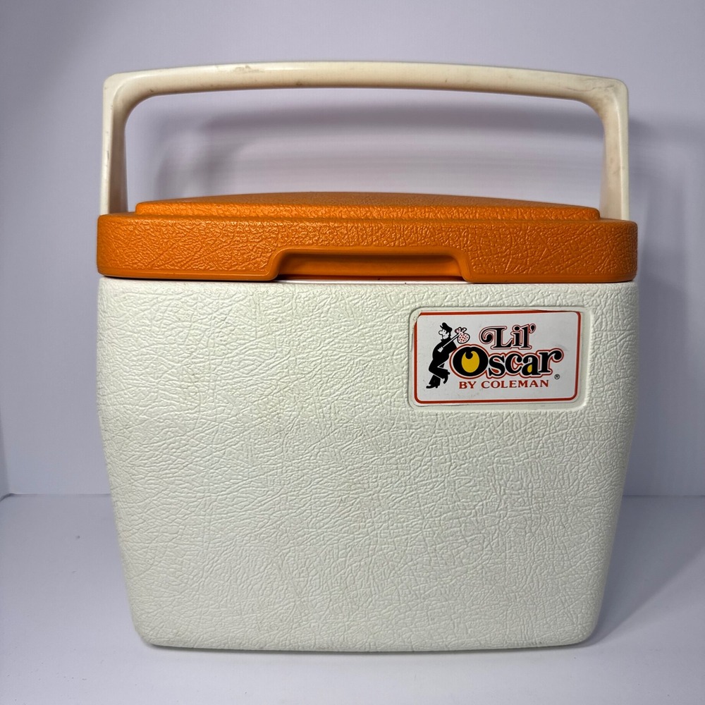 Vintage Coleman Lil Oscar Cooler Orange White Retro Personal Portable Camping